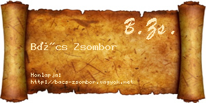 Bács Zsombor névjegykártya